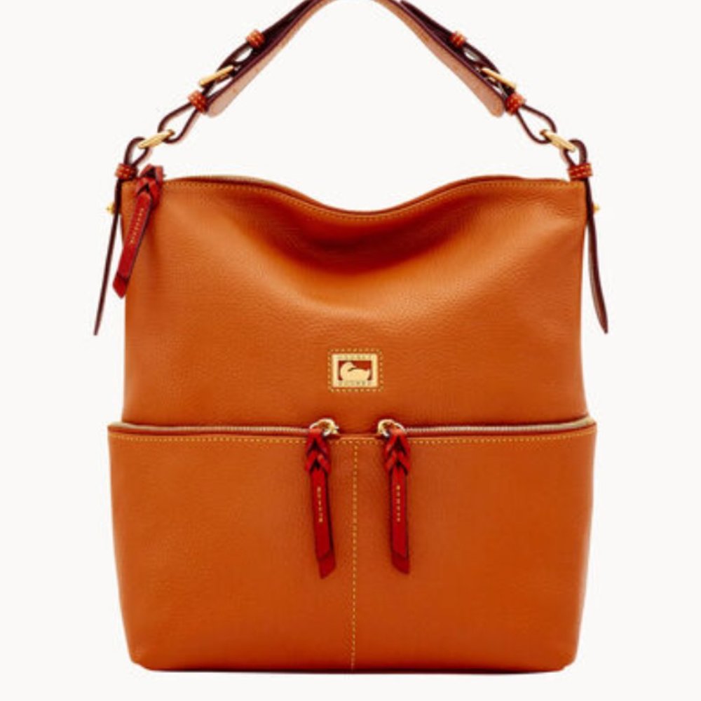 X SOLD X Dooney & Burke Dillen Medium Pocket Sac in Pebbled Leather Satchel Hobo